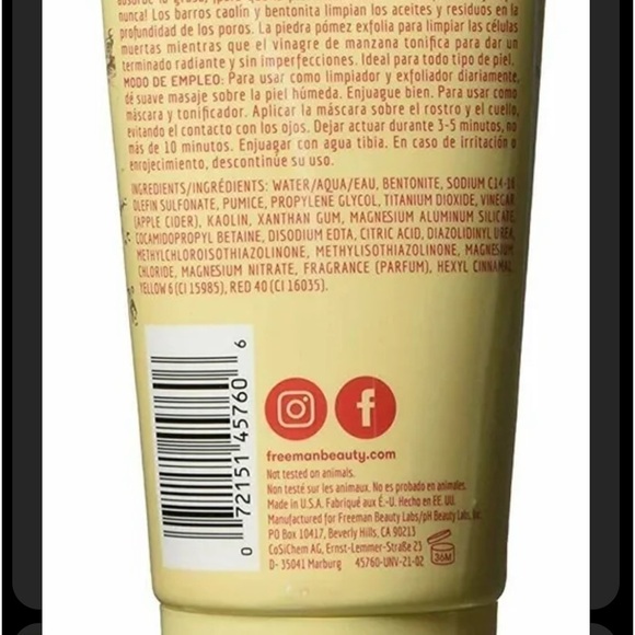 Freeman Feeling Beautiful 4-in-1 Apple Cider Vinegar Foaming Clay Mask 6 Oz - Picture 4 of 4